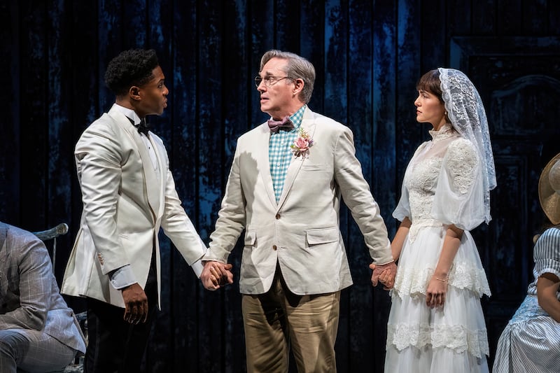 Ephraim Sykes, Richard Thomas, and Zoey Deutch in 'Our Town.'