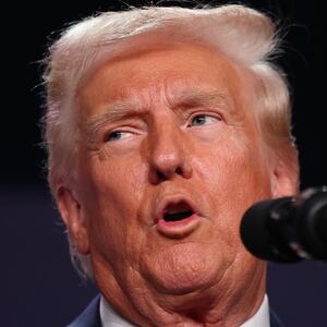 Donald Trump addresses the 2025 Republican Issues Conference at the Trump National Doral Miami.