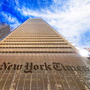 The New York Times daily newspaper building in Midtown Manhattan in New York, USA.