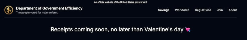 A screenshot of the 'Savings' page on the DOGE website.