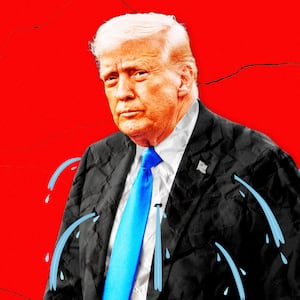 A photo illustration of Donald Trump leaking water.