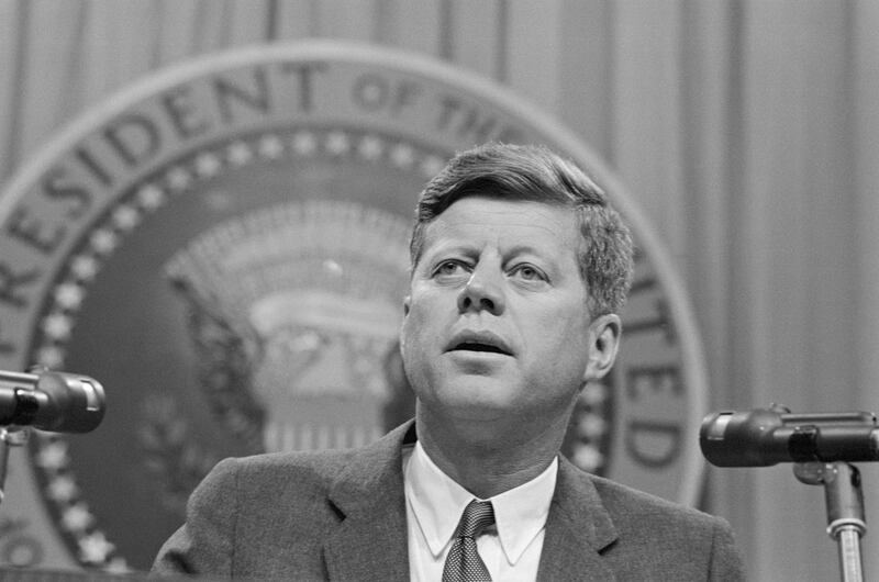 President Kennedy Speaking at Conference