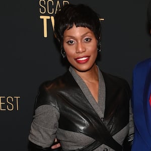 ATLANTA, GEORGIA - FEBRUARY 7: (L-R) Laverne Cox and George Wallace attend “Clean Slate” press junket on Day 3 of the 13th SCAD TVfest at Four Seasons Hotel Atlanta on February 7, 2025 in Atlanta, Georgia. (Photo by Paras Griffin/Getty Images)