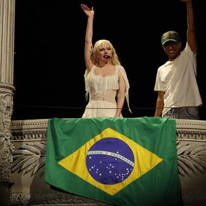 RIO DE JANEIRO, BRAZIL - MAY 3: Lady Gaga performs at Copacabana Beach on May 3, 2025 in Rio de Janeiro, Brazil.  (Photo by Kevin Mazur/WireImage for Live Nation)