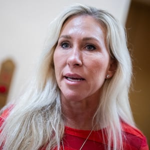 Rep. Marjorie Taylor Greene, pictured July 22, slammed the U.S. providing security guarantees to Ukraine as President Donald Trump pushed to make a peace deal.