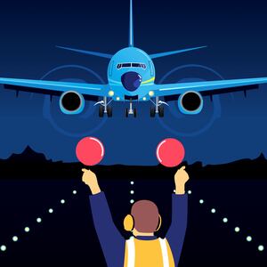 Plane landing illustration