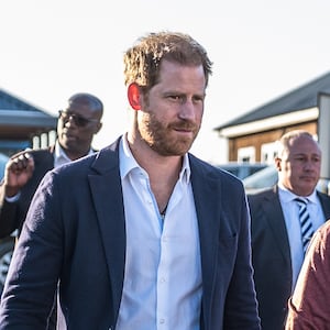 Prince Harry, Duke of Sussex and Prince Seeiso of Lesotho arrive at a welcome event at Sentebale’s Mamohato Children’s Centre featuring the non-profit’s Let Youth Lead advocates from Botswana, and a celebration of Basatho culture, on Oct. 1, 2024 in Maseru, Lesotho.
