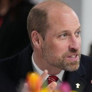 Britain's Prince William, Patron of the Welsh Rugby Union (WRU), gestures as he meets injured players who are supported by the Welsh Rugby Charitable Trust before attending the Wales versus England Six Nations match at the Principality Stadium in Cardiff, Saturday, March 15, 2025.    Alastair Grant/Pool via REUTERS