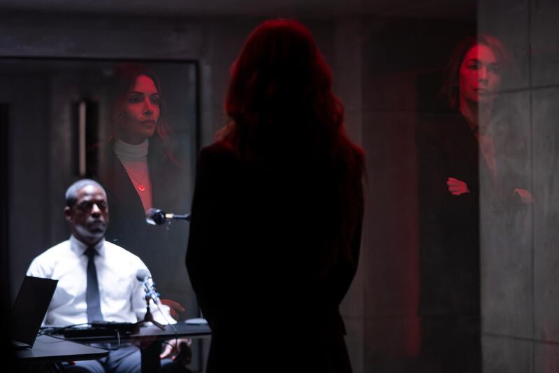 Sterling K. Brown, Sarah Shahi, and Julianne Nicholson in Paradise.
