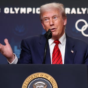 President Donald Trump flubbed the name of Homeland Security Secretary Kristi Noem while delivering remarks before signing an executive order on August 5 to create a White House Olympics task force to handle security and other issues related to the LA 2028 summer Olympic games.
