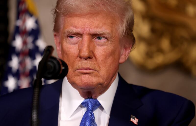 PALM BEACH, FLORIDA - FEBRUARY 18:: U.S. President Donald Trump delivers remarks after signing an executive order on expanding access to IVF at his Mar-a-Lago resort on February 18, 2025 in Palm Beach, Florida. Later today, Fox News will air a joint interview between President Trump and Tesla and SpaceX CEO Elon Musk. (Photo by Joe Raedle/Getty Images)