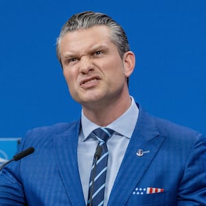 BRUSSELS, BELGIUM - FEBRUARY 13: U.S. Secretary of Defence Pete Hegseth holds his closing press conference at the end of defense ministers' meetings at NATO headquarters on February 13, 2025 in Brussels, Belgium.