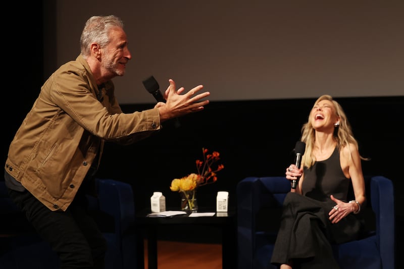 LOS ANGELES, CALIFORNIA - JUNE 07: Jon Stewart and Desi Lydic attend attend Comedy Central's "The Daily Show" FYC Event at Linwood Dunn Theater on June 07, 2025 in Los Angeles, California. (Photo by Phillip Faraone/Getty Images for Comedy Central)