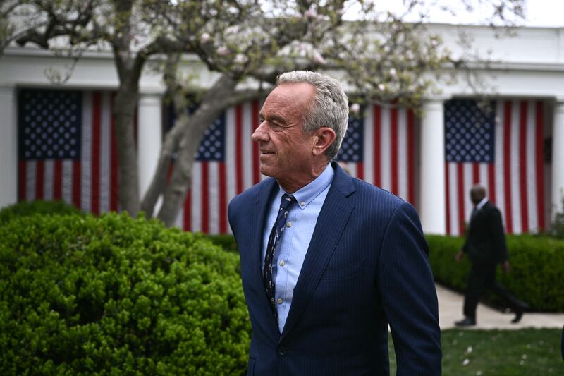 US Secretary of Health and Human Services Robert F. Kennedy Jr. attends an event in the Rose Garden entitled "Make America Wealthy Again" at the White House in Washington, DC, on April 2, 2025.