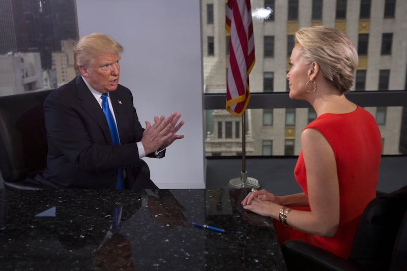 Megyn Kelly (R) and Donald Trump (L) during the FOX special "MEGYN KELLY presents"