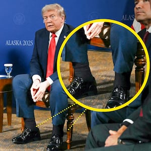 Donald Trump and Vladimir Putin (C-L), flanked meet during a US-Russia summit on Ukraine at Joint Base Elmendorf-Richardson in Anchorage, Alaska, on August 15, 2025.