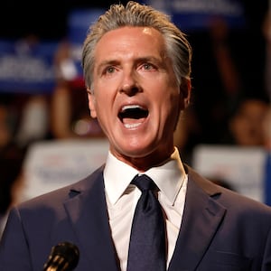 LOS ANGELES, CALIFORNIA - AUGUST 14: California Governor Gavin Newsom speaks about the “Election Rigging Response Act” at a press conference at the Democracy Center, Japanese American National Museum on August 14, 2025 in Los Angeles, California. Newsom spoke about a possible California referendum on redistricting to counter the legislative effort to add five Republican House seats in the state of Texas. (Photo by Mario Tama/Getty Images)
