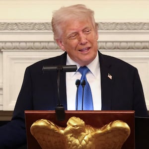 U.S. President Donald Trump speaks while hosting a Kennedy Center Board dinner at the White House in Washington, D.C., U.S., May 19, 2025. REUTERS/Kevin Lamarque