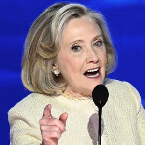 Hillary Clinton speaks on the first day of the Democratic National Convention in 2024.