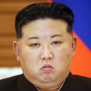 North Korean Supreme Leader Kim Jong Un at a press conference.