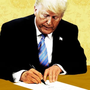Donald Trump writing letters.