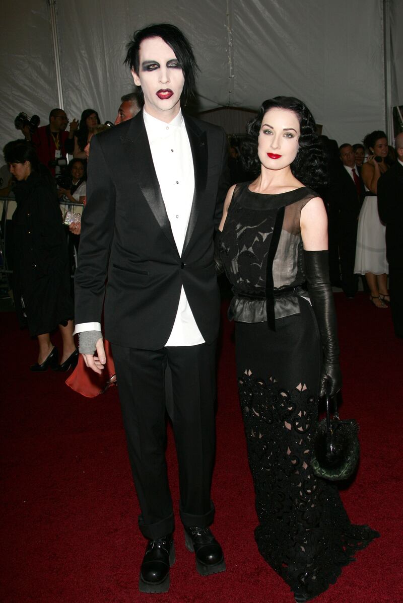 Marilyn Manson and Dita Von Teese attend the Metropolitan Museum of Art Costume Institute Benefit Gala: Anglomania at the Metropolitan Museum of Art May 1, 2006 in New York