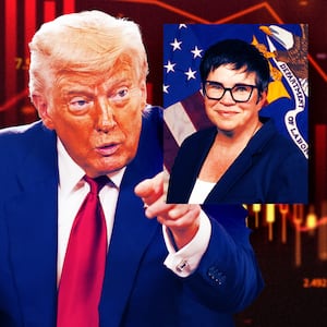 A photo illustration of President Donald Trump and Dr. Erika McEntarfer.