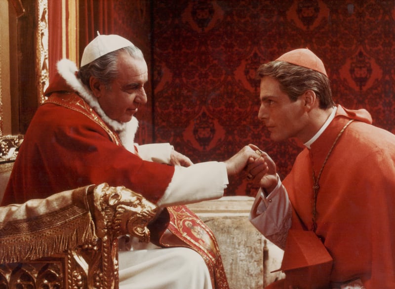 Fernando Rey and Christopher Reeve in a scene from the movie 'Monsignor'.