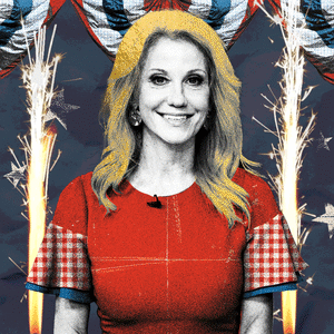 Photo illustrative gif of Kellyanne Conway