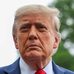 WASHINGTON, DC - JUNE 15: U.S. President Donald Trump stops and talks to the media before he boards Marine One on the South Lawn at the White House on June 15, 2025 in Washington, DC. The President will attend the annual meeting of the Group of 7 nations, Britain, Canada, France, Germany, Italy, Japan and the United States are taking place in the Canadian Rocky Mountains in Alberta, and will run until late Tuesday. (Photo by Tasos Katopodis/Getty Images)