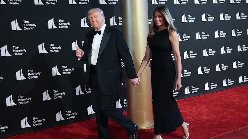 Donald and Melania Trump arriving at the Kennedy Center on Wednesday night.