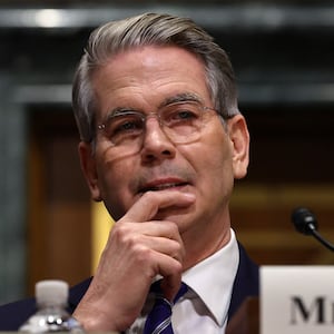 Billionaire hedge fund manager Scott Bessent testifies before the Senate Finance Committee during his confirmation hearing for Treasury Secretary in the Dirksen Senate Office Building on Capitol Hill on January 16, 2025 in Washington, DC.