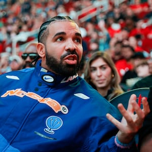 Rapper, songwriter, and icon Drake attends a game between the Houston Rockets and the Cleveland Cavaliers.