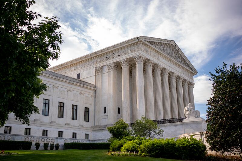 WASHINGTON, DC - JUNE 20: An exterior view of the Supreme Court on June 20, 2024 in Washington, DC. The Supreme Court is about to issue rulings on a variety of high profile cases dealing with abortion rights, gun rights, and former President Donald Trump's immunity claim, putting the court at the center of many hot political topics during an election year. (Photo by Andrew Harnik/Getty Images)