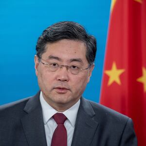 Chinese Foreign Minister Qin Gang speaks at a press conference.