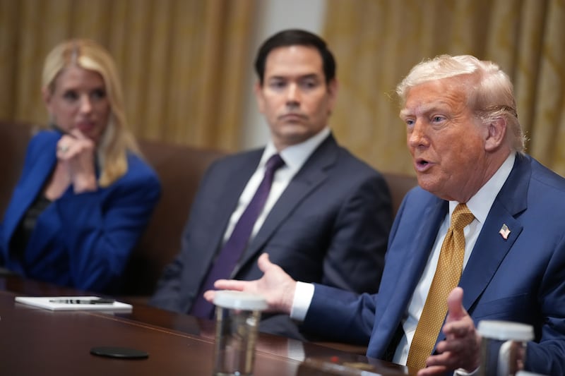 Pam Bondi, Marco Rubio, and Donald Trump.