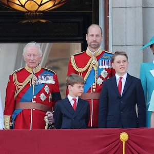 LONDON, ENGLAND - JUNE 14: Birgitte, Duchess of Gloucester, Prince Richard, Duke of Gloucester, Sophie, Duchess of Edinburgh, Prince Edward, Duke of Edinburgh, Queen Camilla, King Charles III, Prince Louis of Wales, Prince William, Prince of Wales, Prince George of Wales, Catherine, Princess of Wales, Princess Charlotte of Wales, Prince Edward, Duke of Kent, Princess Anne, Princess Royal and Vice Admiral Sir Timothy Laurence on the balcony at Buckingham Palace during Trooping The Colour 2025 on June 14, 2025 in London, England. Trooping The Colour is a ceremonial parade celebrating the official birthday of the British Monarch. The event features over 1,400 soldiers and officers, accompanied by 200 horses. More than 400 musicians from ten different bands and Corps of Drums march while performing. (Photo by Chris Jackson/Getty Images)