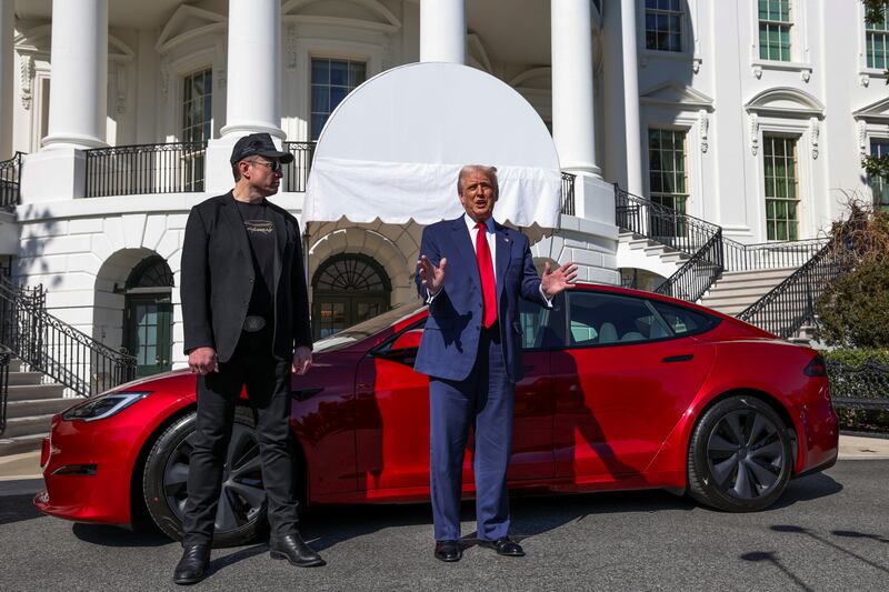Stephen Colbert has called Donald Trump a Tesla owner who hates Elon Musk too.