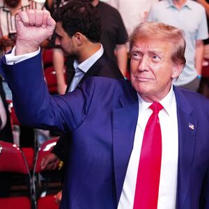 Former President of the United States of America, Donald Trump, is seen in attendance during the UFC 302 event at Prudential Center on June 01, 2024 in Newark, New Jersey.