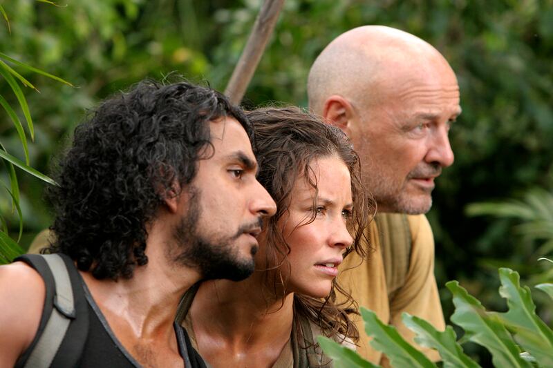 Naveen Andrews, Evangeline Lilly, and Terry O'Quinn in Lost.