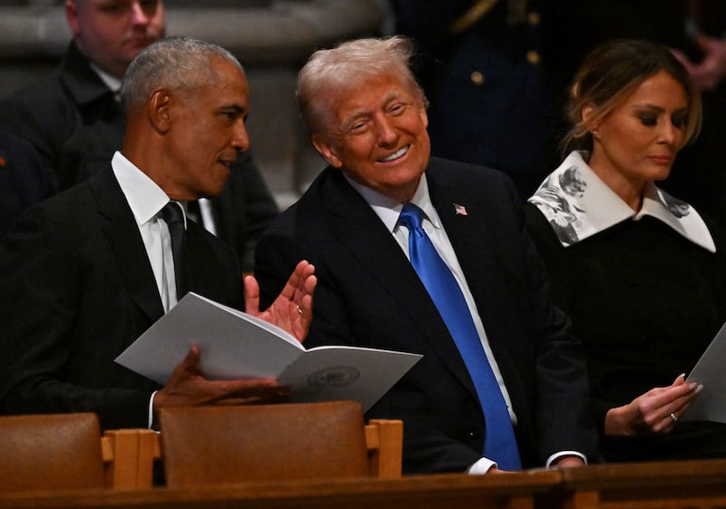 Obama and Trump sat next to each other at Jimmy Carter's funeral in December 2024.