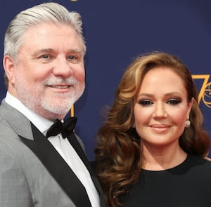 LOS ANGELES, CA - SEPTEMBER 09:  TV Personality Mike Rinder (L) and Actress Leah Remini (R) attend the 2018 Creative Arts Emmy Awards - Day 2 at the Microsoft Theater on September 9, 2018 in Los Angeles, California.  (Photo by Paul Archuleta/FilmMagic)