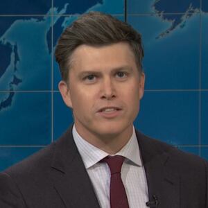 Colin Jost covering CEOS upset over Trump tariffs