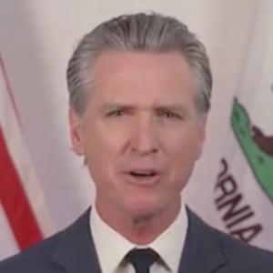 Split with Gavin Newsom and images of the riots in Los Angeles