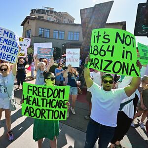 Pro-abortion rights demonstrators rally in Scottsdale, Arizona