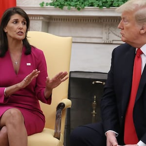 U.S. President Donald Trump and Nikki Haley.
