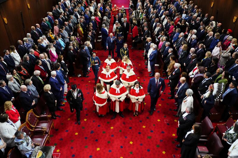 Britain's King Charles and Queen Camilla arrived to the Senate Tuesday before Charles delivered a speech that subtly shaded President Donald Trump by reinforcing Canada's sovereignty.