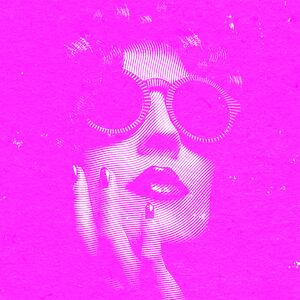 A photo illustration of a woman holding her face on pink background.