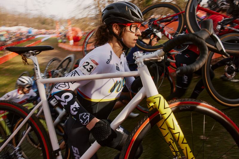 Cyclist Austin Killips during a race.