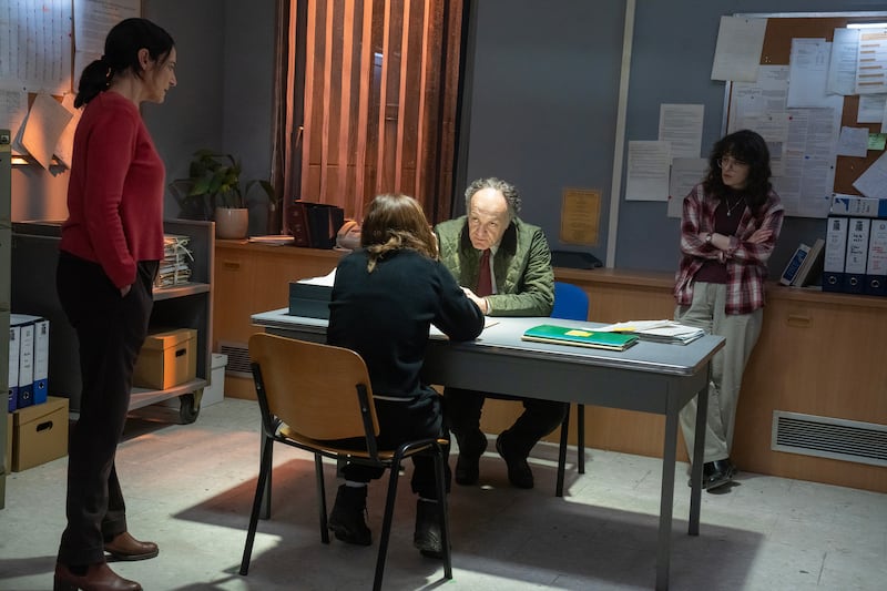 Corinna Lo Castro, Francesco Acquaroli, and Greta Bendinelli in The Twisted Tale of Amanda Knox.
